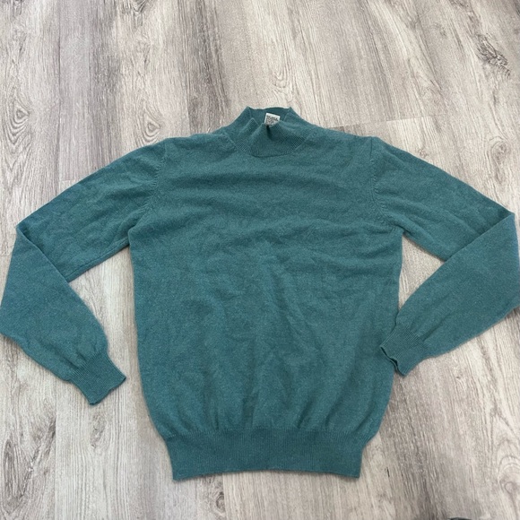 Belford 100% Cashmere Mock Neck Sweater Womens Medium Green Minimalist - Picture 1 of 6